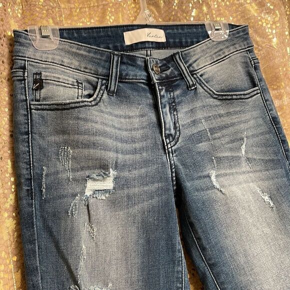 KanCan moto style skinny distressed mid rise ankle jeans, size 5/26 - Picture 2 of 8